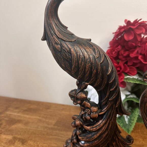 Vintage Coppercraft Guild Peacocks Pheasants Resin Copper‎ Finish Pair MCM - Picture 2 of 6